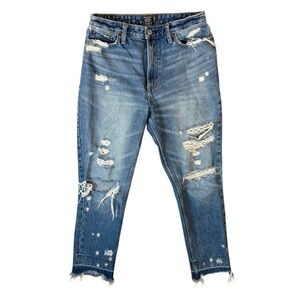 Abercrombie & Fitch Annie High Rise Girlfriend Distressed Denim Jeans Size 28